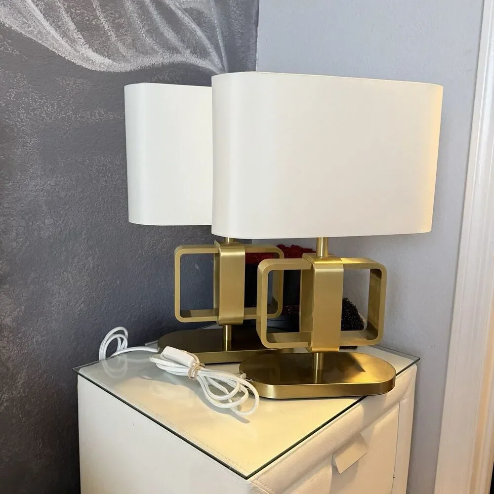 Ikea UPPVIND Table lamp, brass plated/white 19 